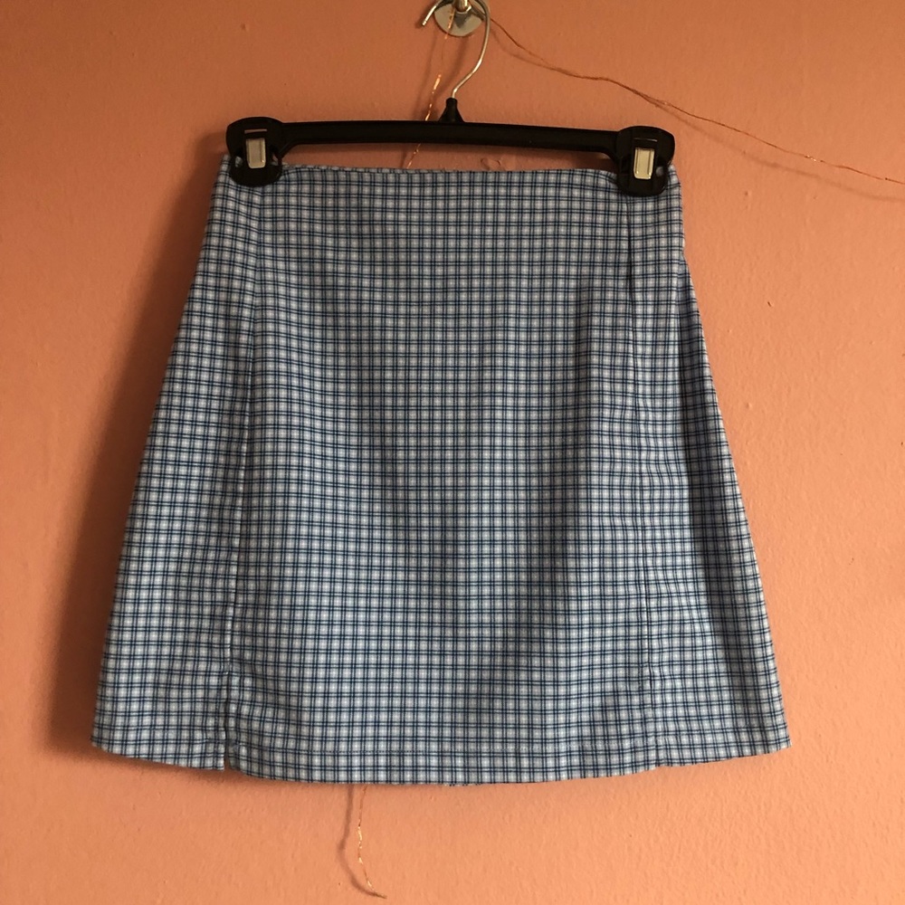 brandy melville blue plaid mini skirt